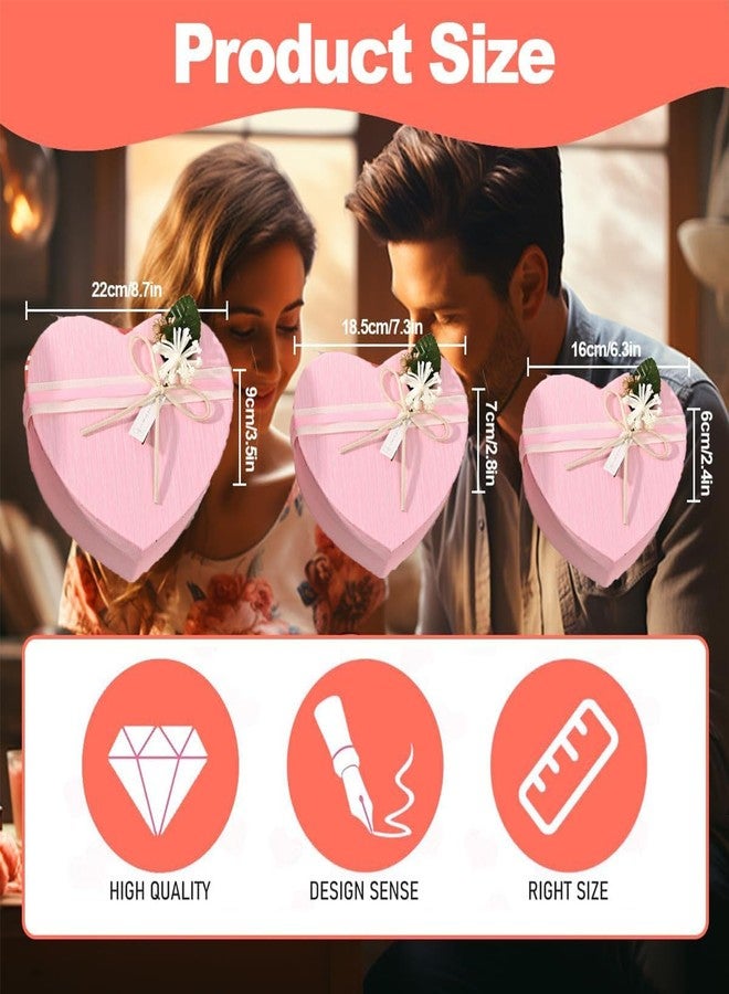 HAISENGO 3 Pcs Heart Shaped Box for Flower Arrangement Packaging Boxes Heart Gift Wrapping Box with Lid for Present Candy Gift Treat Box for Gifts Floral Boxes Lipstick Flower Packaging - Image 3