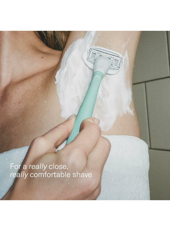 Flamingo 1 Women's Razor Handle (Sage), 4 Razor Five-Blade Refills, and 1 Shower Holder - Image 2