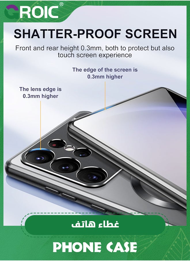 For Samsung Galaxy S24 Ultra Case with Camera Invisible Stand,Aromatherapy Phone Case Compatible with MagSafe Galaxy S24 Ultra Phone Shell,Metal Bumper Protection Phone Cover 6.8''
