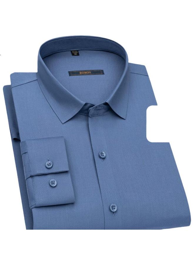 Romon Men'S Solid Color Top, Spring And Autumn Style, For Young And Middle-Aged, Business Casual Shirt, 818-8, Size 43 - Image 2