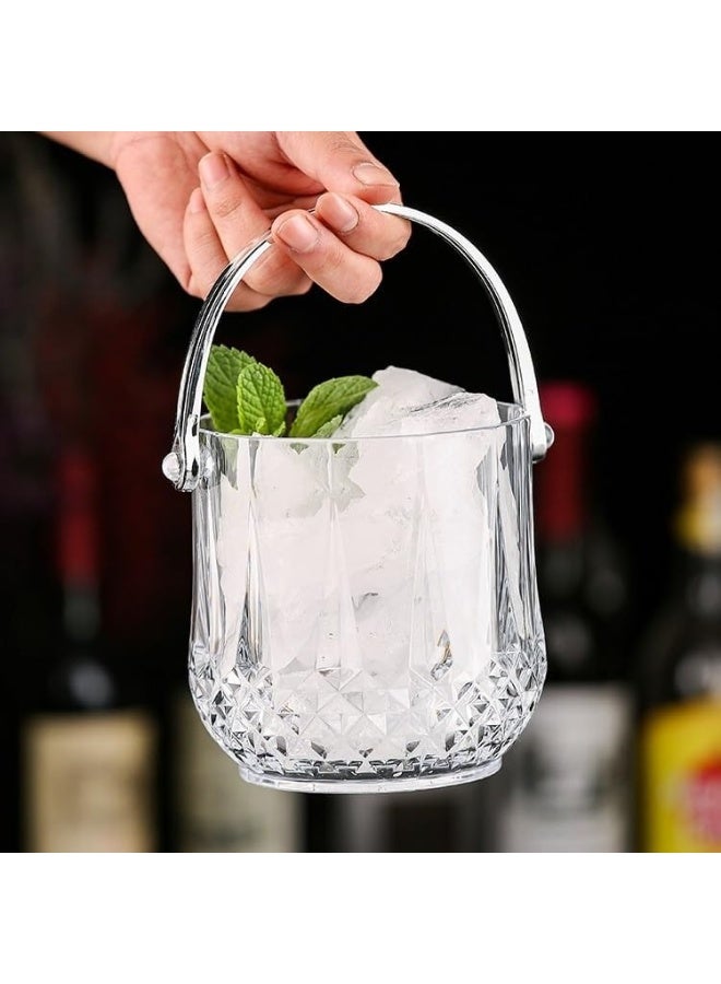دلو ثلج زجاجي شفاف مع ملقط ثلج ومقبض، مثالي لبار الكوكتيل، الحفلات، تبريد النبيذ والشامبانيا، دلو مشروبات سعة 1 لتر وإكسسوارات بار المنزل - Image 2