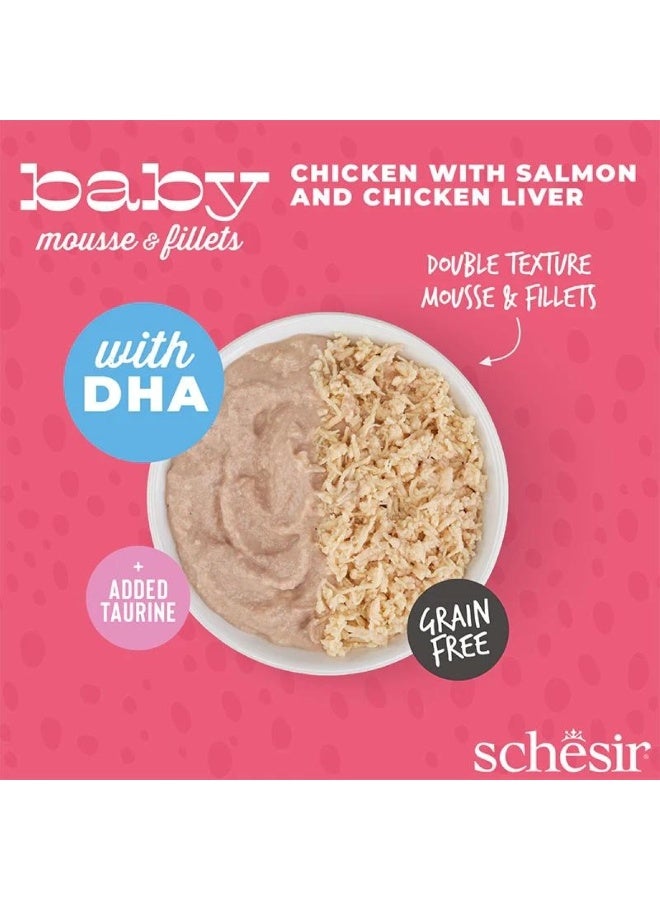 Schesir Baby Cat Can Multipack Mousse & Fillets - Chicken With Salmon & Chicken Liver 165g (3 Cans x55g) - Image 4