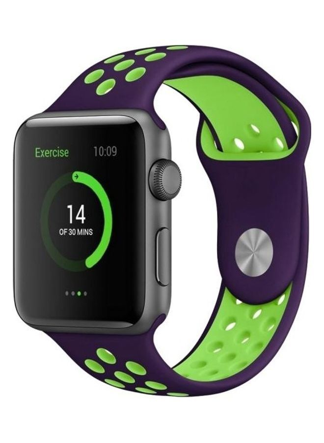 NIBEMINENT Sport Watchband Standard Edition For Apple Watch Series 7 45mm/6 & SE 5 4 44mm/3 2 1 42mm Purple/Green - Image 5