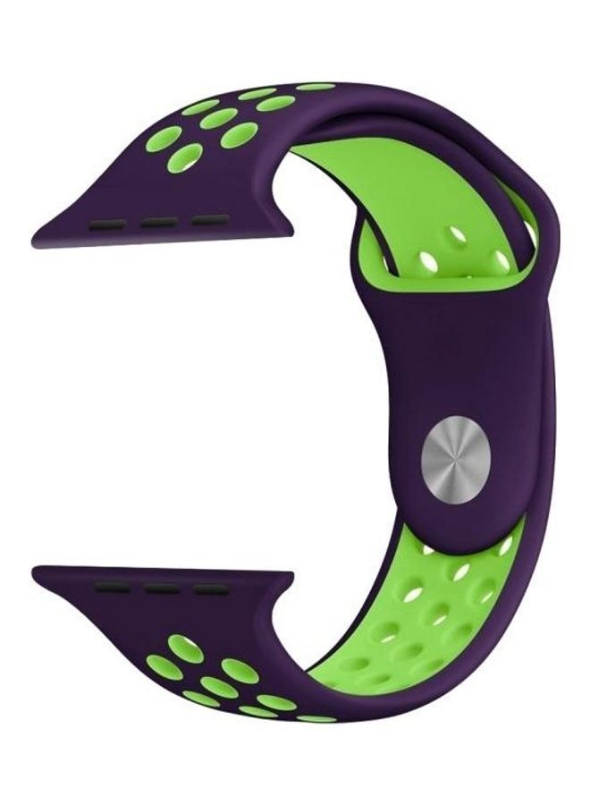 NIBEMINENT Sport Watchband Standard Edition For Apple Watch Series 7 45mm/6 & SE 5 4 44mm/3 2 1 42mm Purple/Green - Image 3