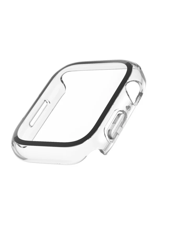 belkin ScreenForce Apple Watch Screen Protector + Bumper (45mm)| Full 360 Protection, Tempered Curved Glass, AntiBacterial, for Apple Watch Series 8/7/6/5/4/SE - Transparent