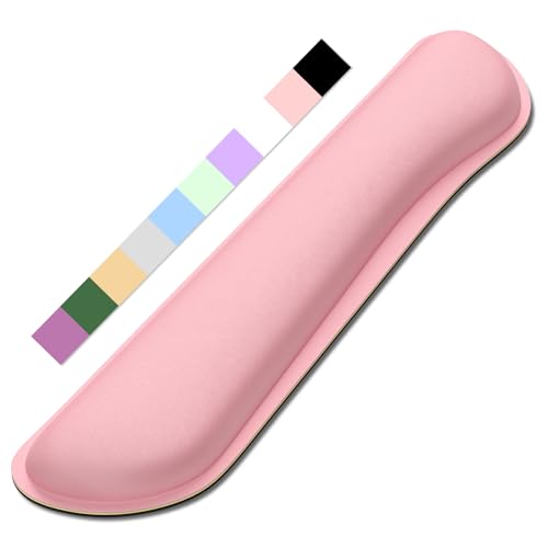 Dapesuom Enlarge Keyboard Wrist Rest, Memory Foam Keyboard Wrist Cushion for Computer Desk Mats Support, Typing Pain Relief Ergonomic Mouse Pad Rests with Non-Slip Base for Gaming, Laptop, Rose Pink - Image 1