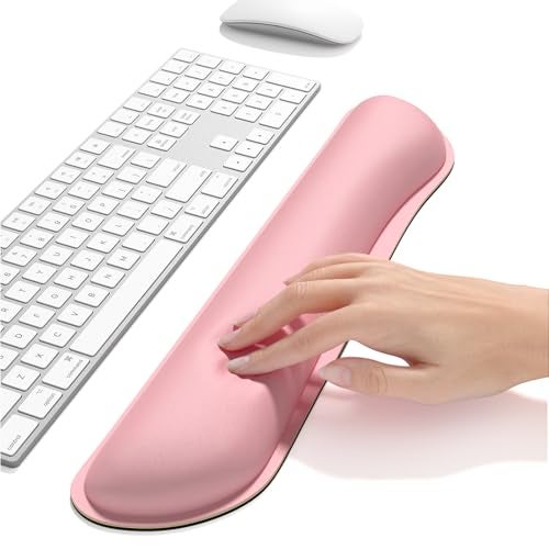 Dapesuom Enlarge Keyboard Wrist Rest, Memory Foam Keyboard Wrist Cushion for Computer Desk Mats Support, Typing Pain Relief Ergonomic Mouse Pad Rests with Non-Slip Base for Gaming, Laptop, Rose Pink - Image 5