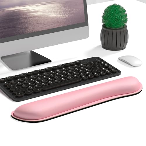 Dapesuom Enlarge Keyboard Wrist Rest, Memory Foam Keyboard Wrist Cushion for Computer Desk Mats Support, Typing Pain Relief Ergonomic Mouse Pad Rests with Non-Slip Base for Gaming, Laptop, Rose Pink - Image 2