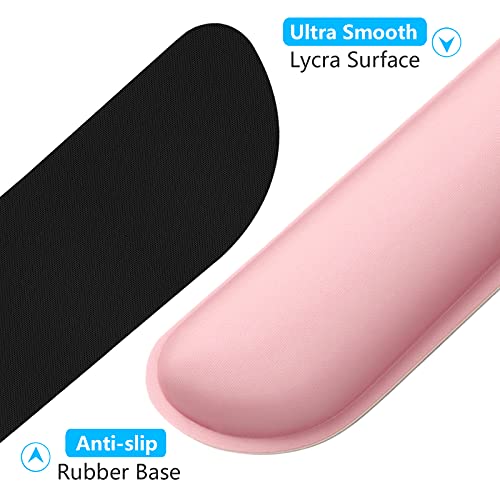 Dapesuom Enlarge Keyboard Wrist Rest, Memory Foam Keyboard Wrist Cushion for Computer Desk Mats Support, Typing Pain Relief Ergonomic Mouse Pad Rests with Non-Slip Base for Gaming, Laptop, Rose Pink - Image 4