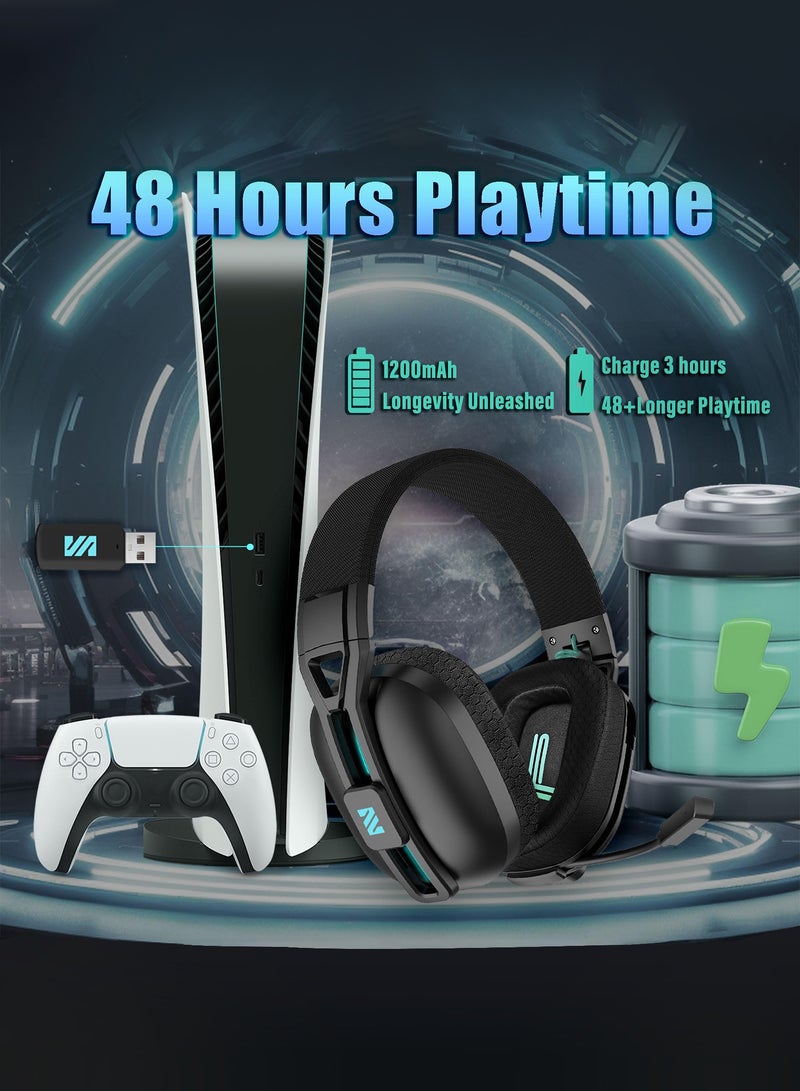 كولوسي سماعة ألعاب لاسلكية ثنائية الوضع M600 لـ PS5/كمبيوتر/لابتوب | بلوتوث 5.3 و2.4G بتأخير منخفض جدًا | تشغيل حتى 48 ساعة | تصميم أذني قابل للطي مع ميكروفون إلغاء الضوضاء - Image 2