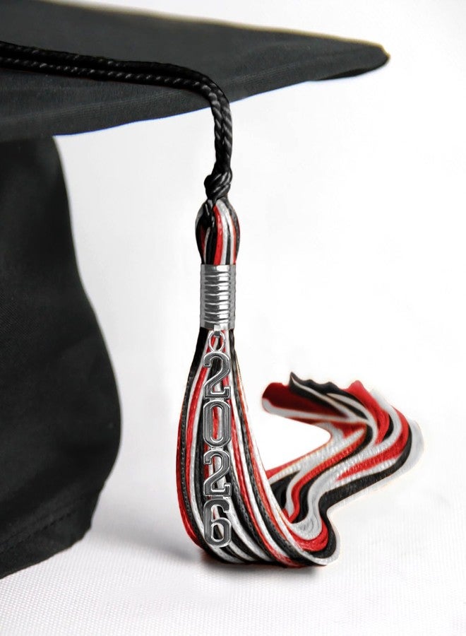 Endea Graduation شرابة تخرج إنديا ثلاثية الألوان مختلطة مع قطرة تاريخ فضية متراصة (أسود/أحمر/أبيض، 2026) - Image 4