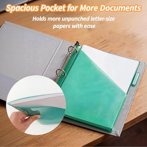 Binditek 5-Tab Binder Dividers with One Front Pocket, Fits Standard 3-Ring Binder, Large Pocket, Insertable Tabs for Quick Organization, Multicolor, 3 Sets (15 Pack) - Image 4