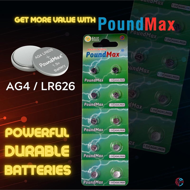 PoundMax 10 X AG4 376/377 LR66 SR626 SR626SW 1.5V Alkaline Button Cell Battery - Image 5