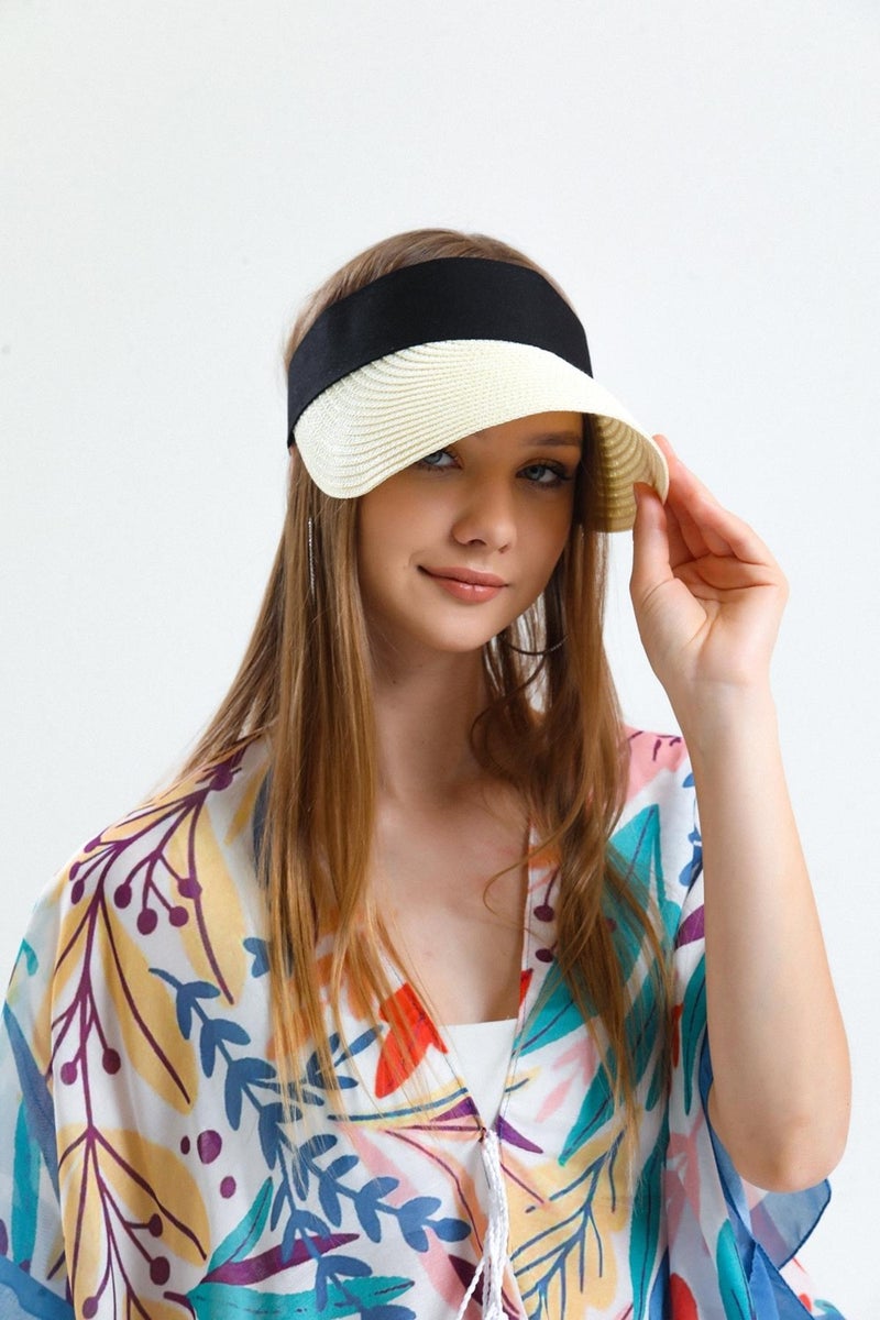 Saria Moda Saria Fashion Straw Visor-Tennis Player Foldable Women's Hat  - Image 1