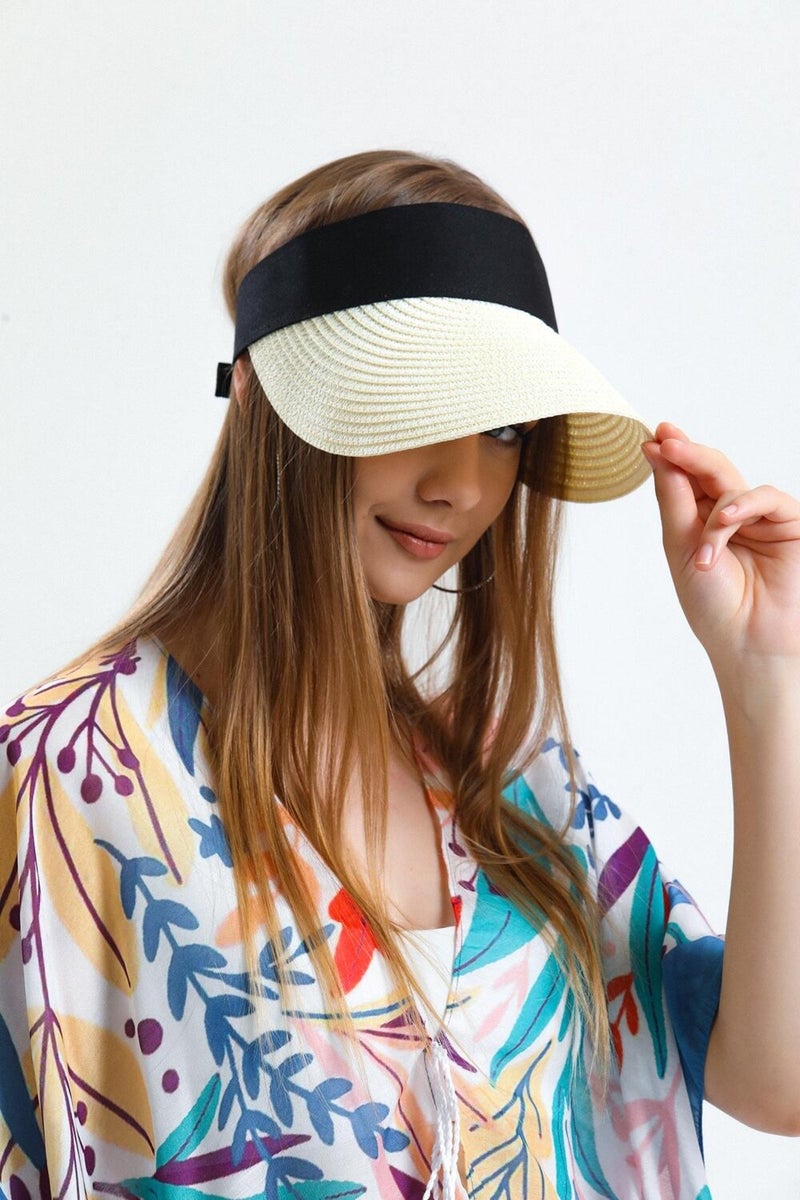 Saria Moda Saria Fashion Straw Visor-Tennis Player Foldable Women's Hat  - Image 3