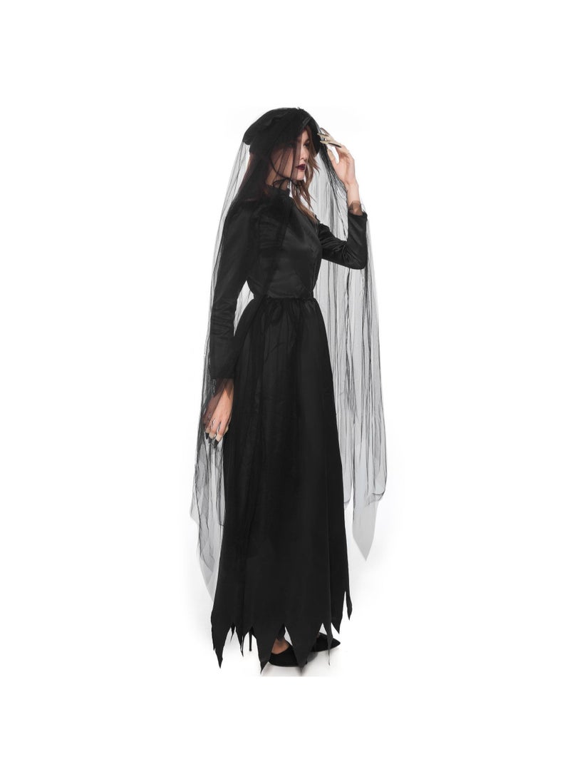 ماركة غير محددة زي العروس الشبح (S-XXL) لهالوين بلون مجسم  - Image 5
