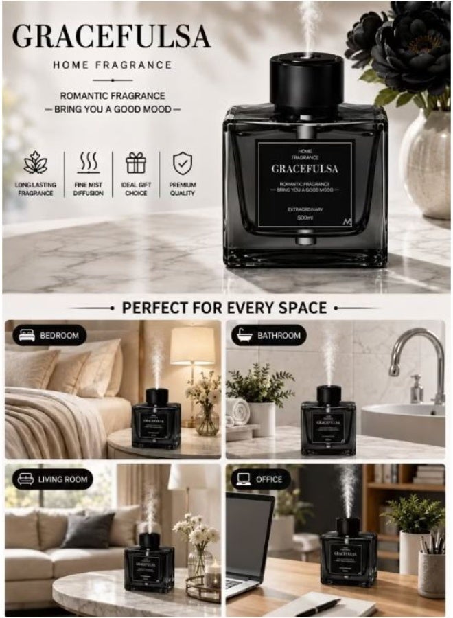 RYN GRACEFULSA 500ml Glass Aroma Diffuser for Home, Office, Bedroom, Living Room, Black - Image 3