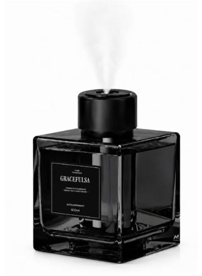 RYN GRACEFULSA 500ml Glass Aroma Diffuser for Home, Office, Bedroom, Living Room, Black - Image 1