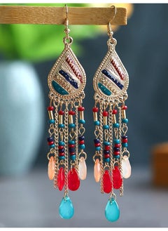 YELLOW CHIMES Earrings for Women and Girls Multicolor Dangler Earrings | Gold Plated Long Beaded Tassel Earrings Bohemia Dangler Earrings| Birthday Gift for girls and women Anniversary Gift for Wife 