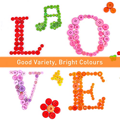 BEDEONE 1000 Pcs Assorted Buttons for Crafts & Sewing - Mixed Color, Assorted Sizes, 0-4 Holes - Image 3