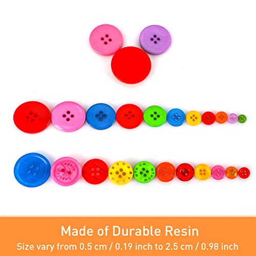 BEDEONE 1000 Pcs Assorted Buttons for Crafts & Sewing - Mixed Color, Assorted Sizes, 0-4 Holes - Image 4