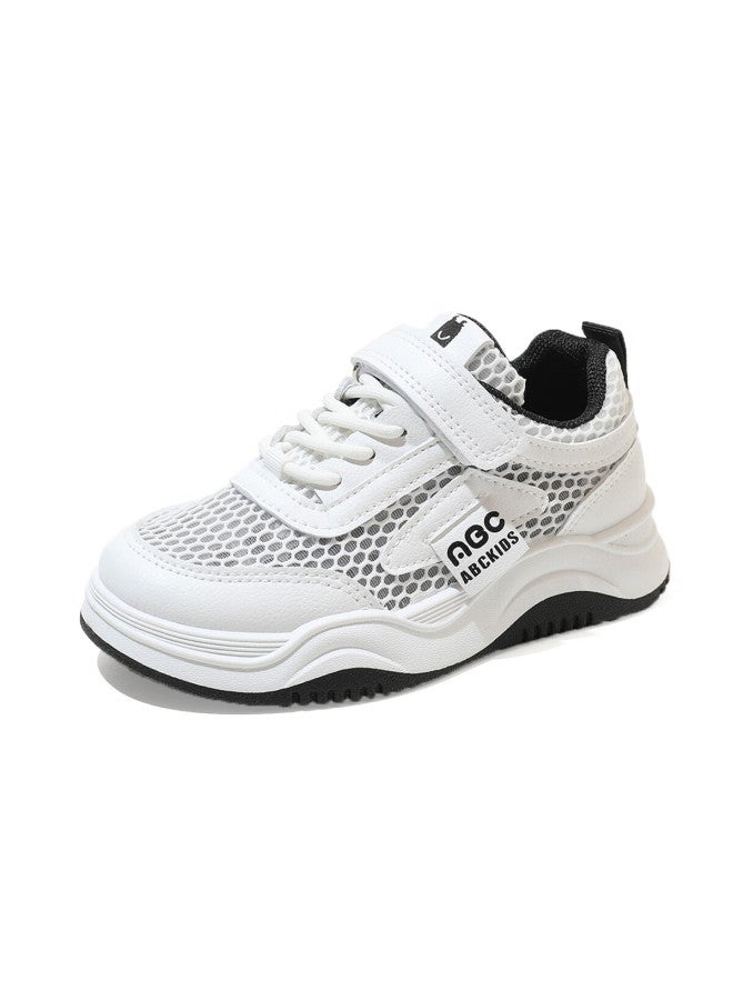 Abc Kids [best-seller Recommendation] Summer Children's Mesh Panel Shoes Breathable White Sneakers Boys Girls Sports Shoes White/black Size 37 - Image 5