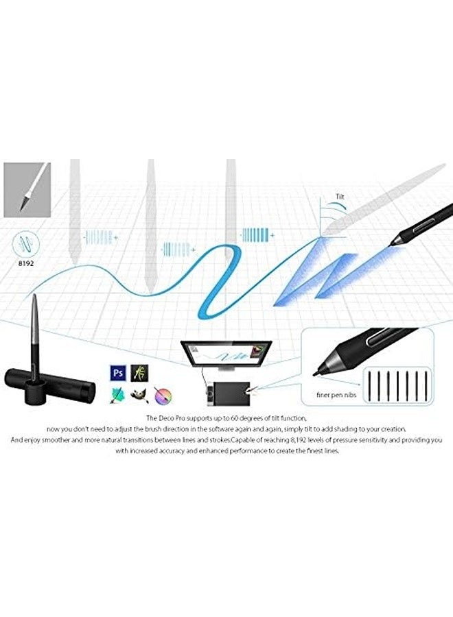 XP-PEN Deco Pro Medium Graphics Drawing Tablet – Ultrathin Digital Pen Tablet with 8192 Pressure Levels, Tilt Function, Dual Control Wheel, 8 Shortcut Keys, 11×6 Inch Working Area - Image 3