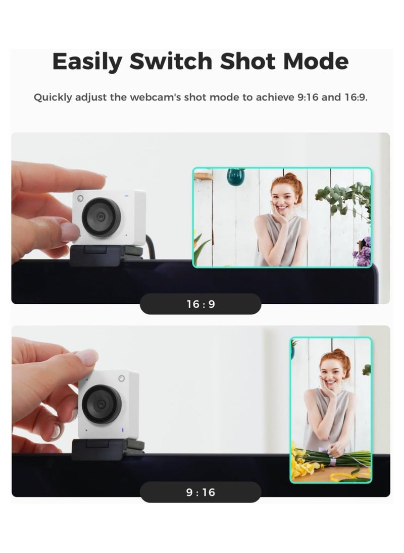 OBSBOT Meet SE 1080P 100FPS Webcam for PC, AI Framing Streaming Camera with 1/2.8" Sensor, Beauty Mode, Gesture Control, DOL HDR, Web Camera for Desktop Computer, Laptop, Gaming, Meeting (Cloud White)
