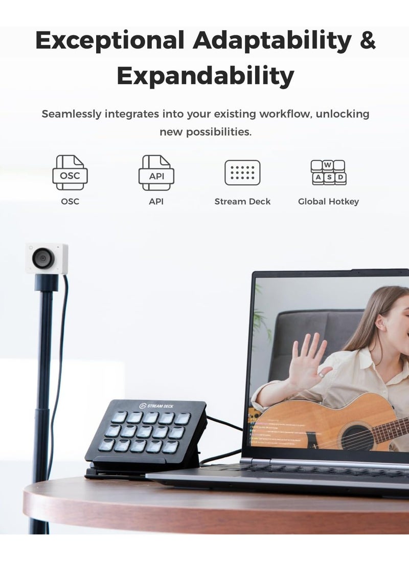 OBSBOT Meet SE 1080P 100FPS Webcam for PC, AI Framing Streaming Camera with 1/2.8" Sensor, Beauty Mode, Gesture Control, DOL HDR, Web Camera for Desktop Computer, Laptop, Gaming, Meeting (Cloud White)