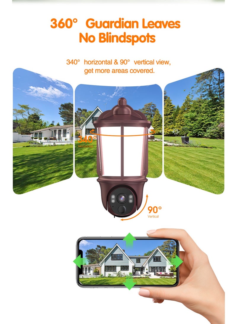 WiFi PTZ Security Camera wireless Surveillance Light Bulb Outdoor with Courtyard Light 3MP 360° Pan Tilt AI Human Detection Two Way Audio Full Color Night Vision Motion Alert Alarm LED video Camera Real-Time Remote Viewing monitor CCTV Camera for Home Security - Image 5