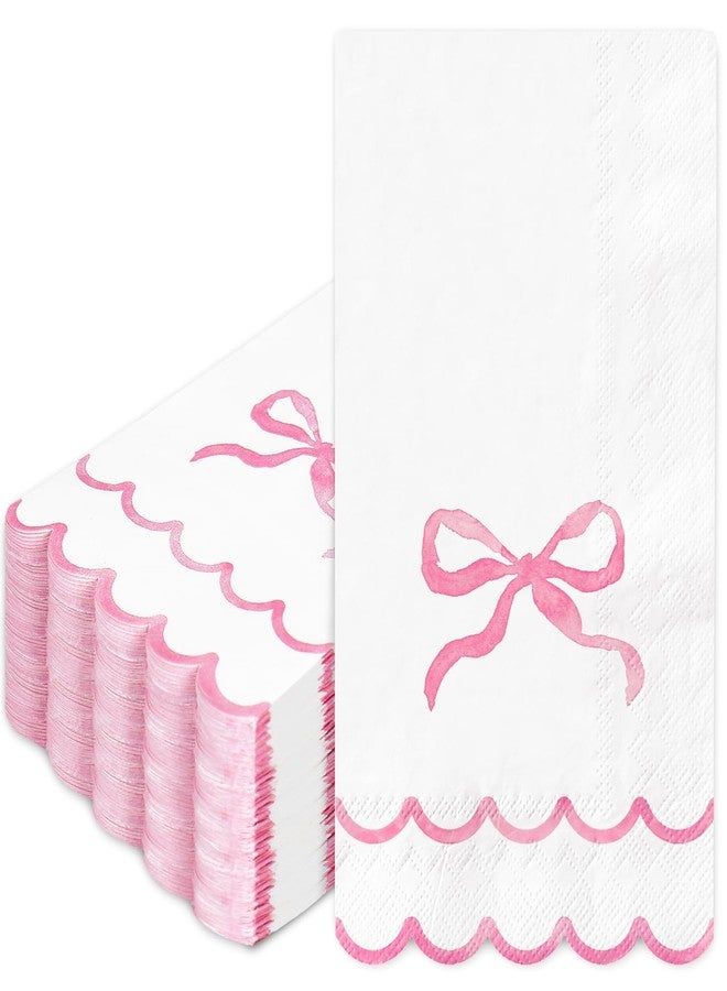 Whaline مناديل ضيافة ملونة من واهلين 50 قطعة - وردي مقوس - مناديل ورقية قابلة للتصرف لحفلات العشاء وحفلات عيد الميلاد وحفلات استقبال المواليد وحفلات الحمام - Image 1