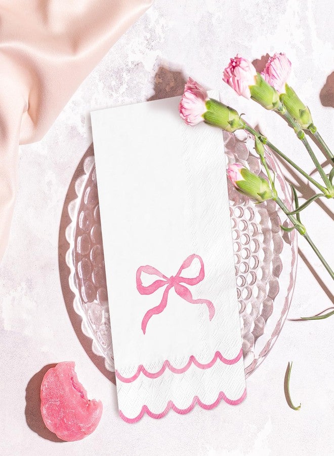 Whaline مناديل ضيافة ملونة من واهلين 50 قطعة - وردي مقوس - مناديل ورقية قابلة للتصرف لحفلات العشاء وحفلات عيد الميلاد وحفلات استقبال المواليد وحفلات الحمام - Image 3