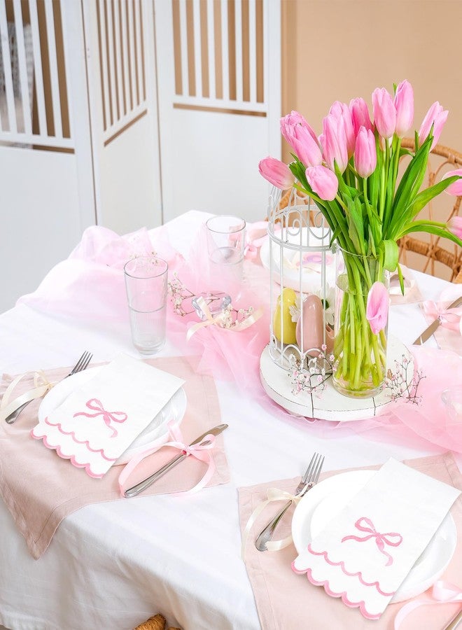 Whaline مناديل ضيافة ملونة من واهلين 50 قطعة - وردي مقوس - مناديل ورقية قابلة للتصرف لحفلات العشاء وحفلات عيد الميلاد وحفلات استقبال المواليد وحفلات الحمام - Image 5