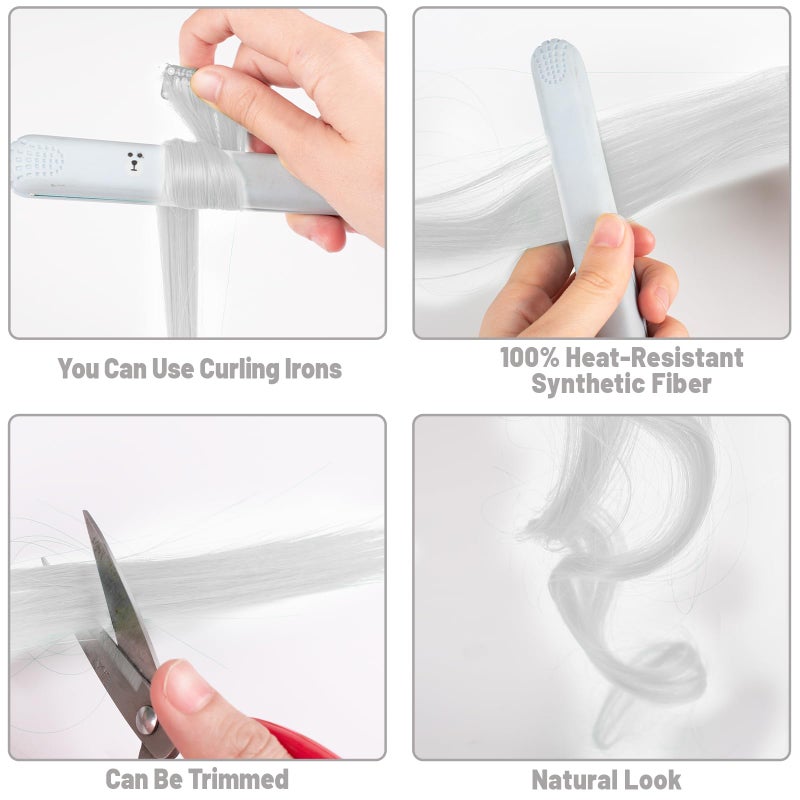 TOFAFA 22 inch Colored Hair Extensions, Multi-colors Party Highlights Clip in Long Synthetic Hair Extensions for Girls Women Kids Christmas Cosplay Party Gift(10 PCS White) - Image 5