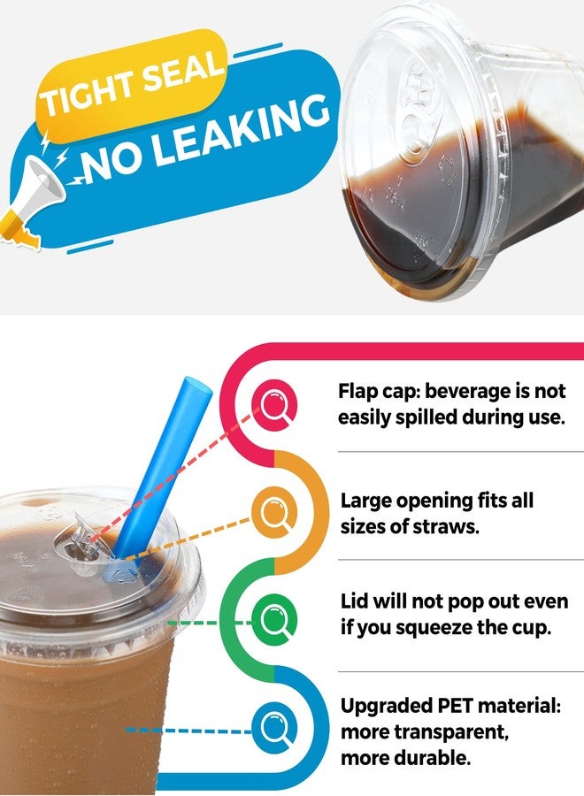 Aatriet 100 Pack 24 oz Clear Plastic Cups with Strawless-Sip-Lids, Disposable Cups Plastic Iced Coffee Cups, To Go Cups with Sip Through Lids for Smoothie, Milkshake, Cold Drinks for Party, Wedding, Event - Image 2