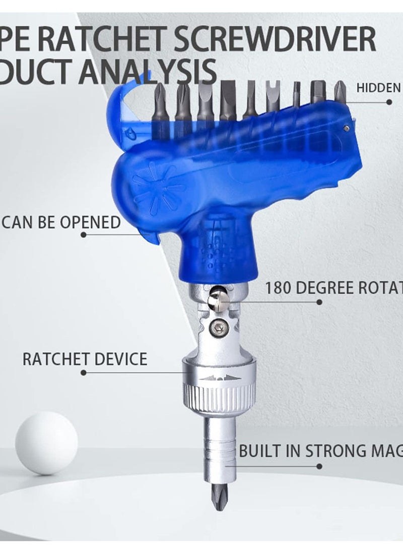 Excefore - Versatile 10-in-1 Magnetic Ratchet Screwdriver Set for Efficient Repair Work - Adjustable Rotary Angle, Multi-Bit Design, Ideal for DIY and Home Repairs - Image 1