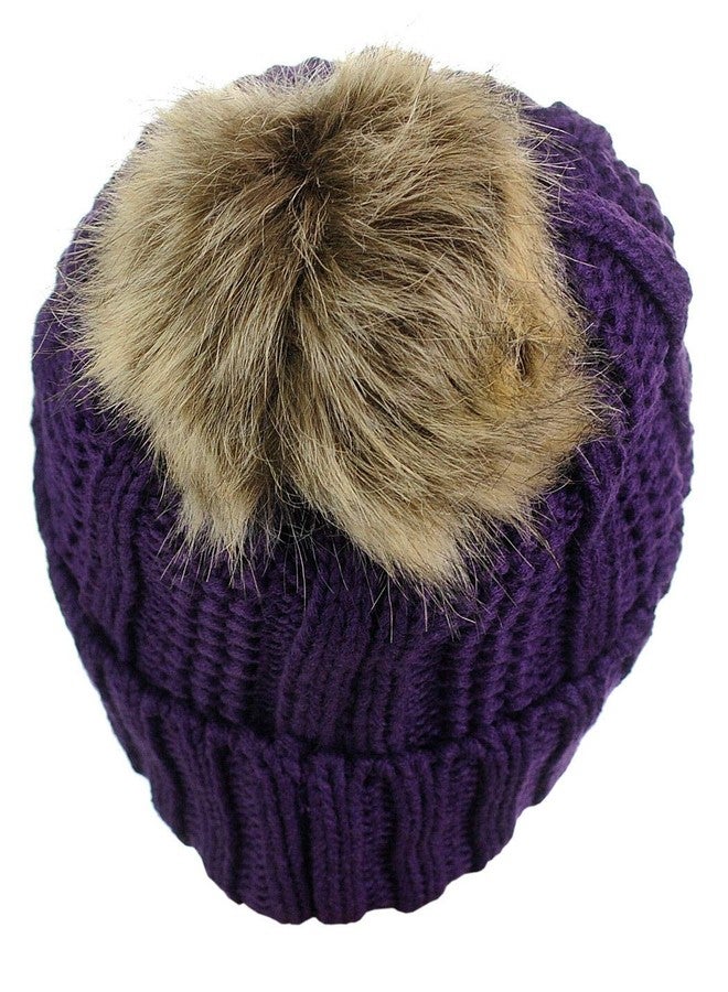 V3E Baby Girls or Boys Double Pom Pom Hats Beanie Bobble Hat Wooly Ribbed Knitted Winter Animal Cap (Purple)-(Fit for 1 to 4 Years) - Image 4