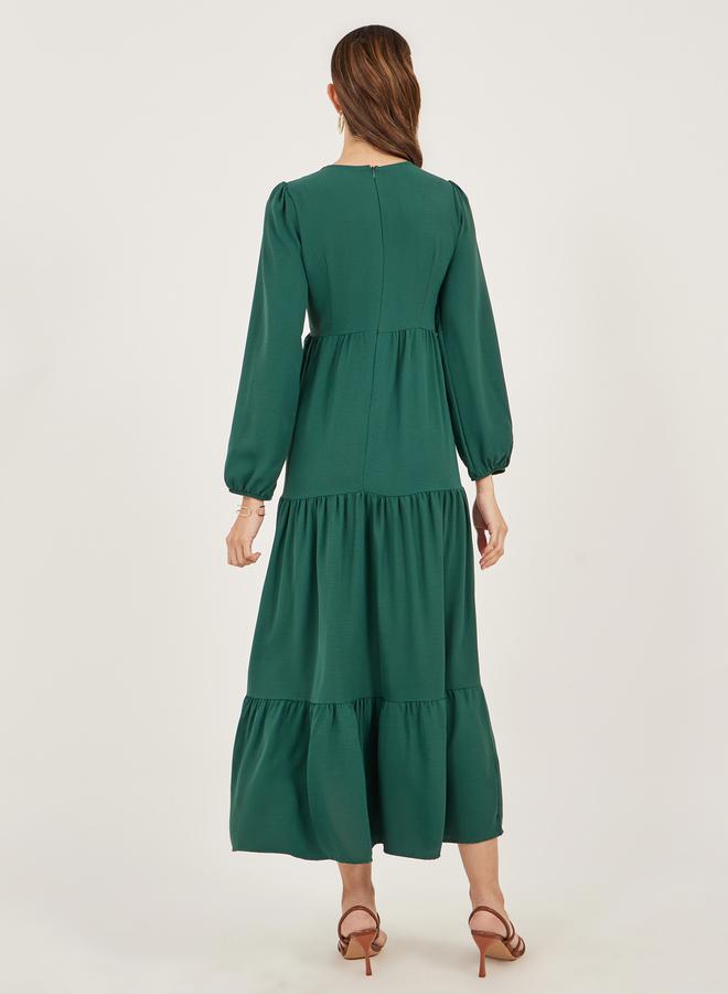 ستايلي فستان بياقة على شكل حرف  متعدد الطبقات - Image 5