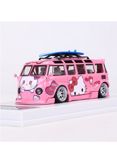 LMLF 1:64 Volkswagen Bus VW RWB T1 Widebody Modified Edition Alloy Car Model Collection, Hello Kitty Painting, Exquisite Craftsmanship