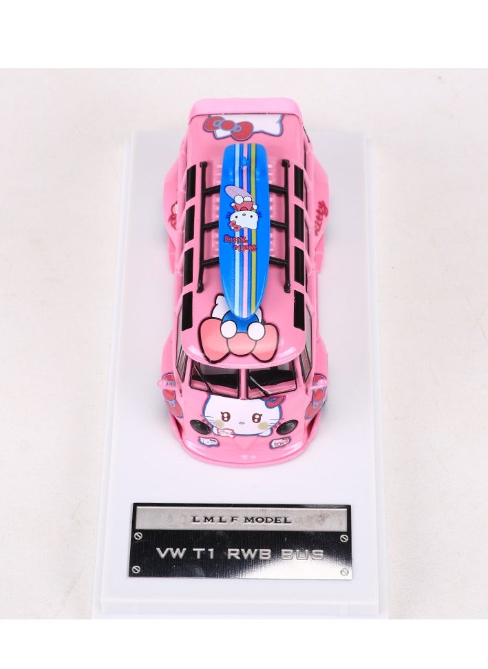 LMLF 1:64 Volkswagen Bus VW RWB T1 Widebody Modified Edition Alloy Car Model Collection, Hello Kitty Painting, Exquisite Craftsmanship