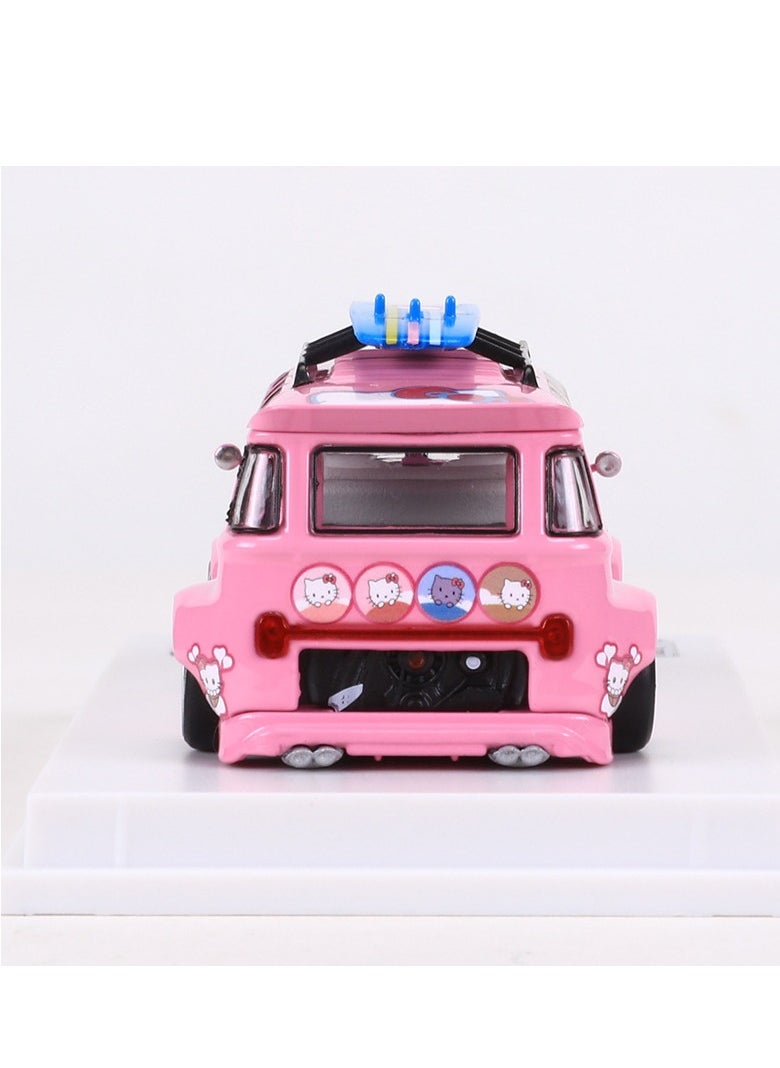 LMLF 1:64 Volkswagen Bus VW RWB T1 Widebody Modified Edition Alloy Car Model Collection, Hello Kitty Painting, Exquisite Craftsmanship