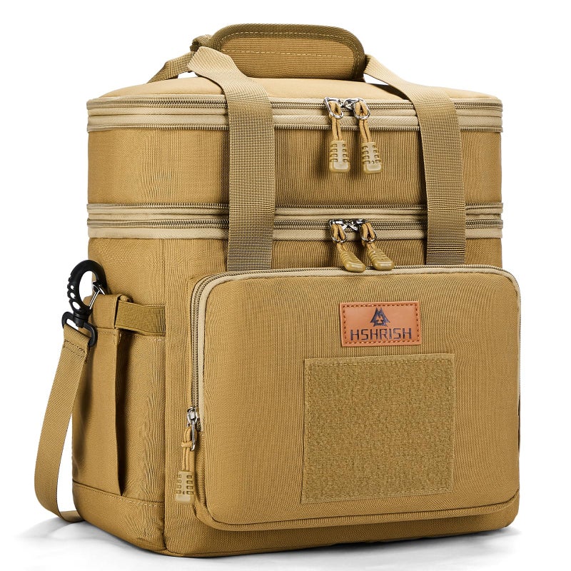 HSHRISH Tactical Lunch Bag Large Expandable Lunch Box for Men Durable Waterproof Leakproof Cooler Bag with Molle Webbing for AdultsWork Outdoor Picnic Hiking Camping 20 Can15 L Brown
