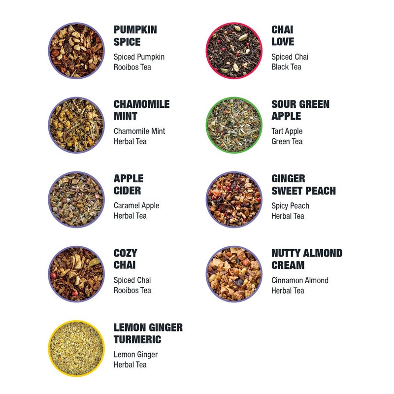 Tiesta Tea Fall Medley Dry Flight Set Sampler Set - Loose Leaf Tea, No Caffeine, Perfect Hot or Iced, Assorted Brew Set With Herbal, Black, Chai, Fruit Blends, & More - 9 Resealable Pouches - Image 4