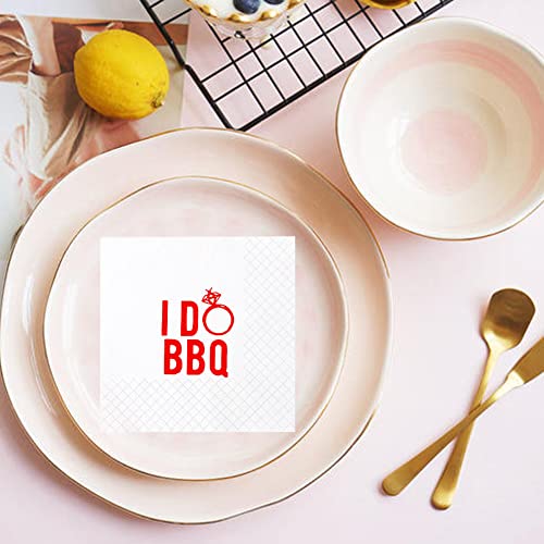 Geloar I Do BBQ Cocktail Napkins, 100 Pack Red I Do BBQ Disposable Paper Cocktail Beverage Napkins in Bulk for Engagement Wedding Bar Rehearsal Dinner Bridal Shower Party Decor | 2-Ply, 5x5 Inches - Image 5