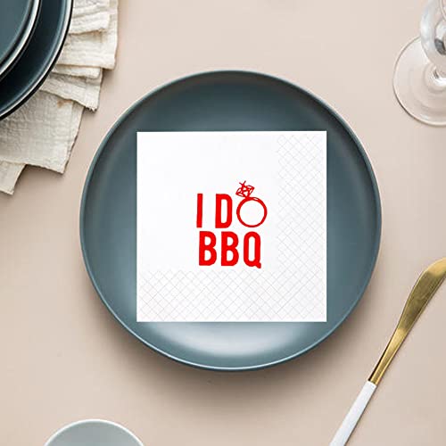 Geloar I Do BBQ Cocktail Napkins, 100 Pack Red I Do BBQ Disposable Paper Cocktail Beverage Napkins in Bulk for Engagement Wedding Bar Rehearsal Dinner Bridal Shower Party Decor | 2-Ply, 5x5 Inches - Image 4