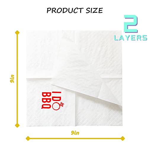 Geloar I Do BBQ Cocktail Napkins, 100 Pack Red I Do BBQ Disposable Paper Cocktail Beverage Napkins in Bulk for Engagement Wedding Bar Rehearsal Dinner Bridal Shower Party Decor | 2-Ply, 5x5 Inches - Image 3