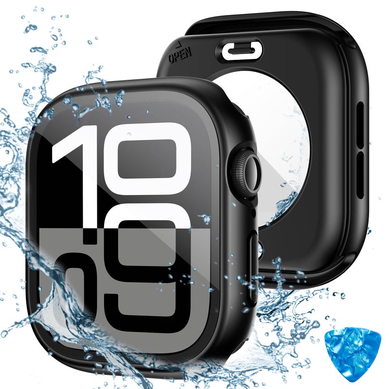 Tensea (2 in 1) for Waterproof Apple Watch Screen Protector Case Series 11/10 46mm Accessories, 360 Front and Back, iWatch PC Face Cover with Tempered Glass for Women Men, 46 mm - Image 1