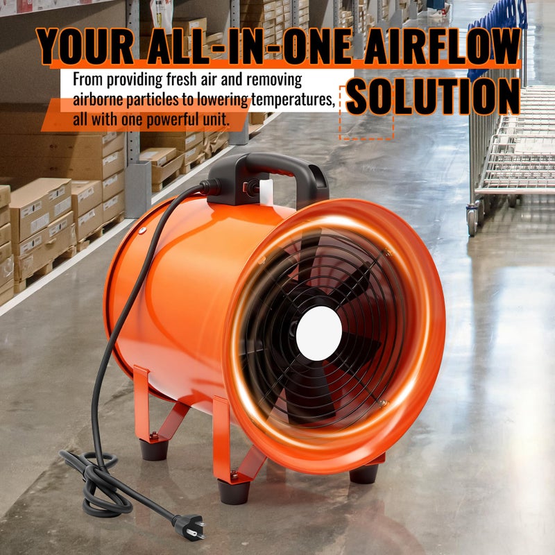 dreamdragon Upgraded 10-Inch Utility Blower Fanï¼ŒPortable Industrial Exhaust Fan with 16.4ft Flexible Duct Hoseï¼Œ3300 RPM Low-Noise Ventilator for Workshops Warehouses and Basements - Image 5