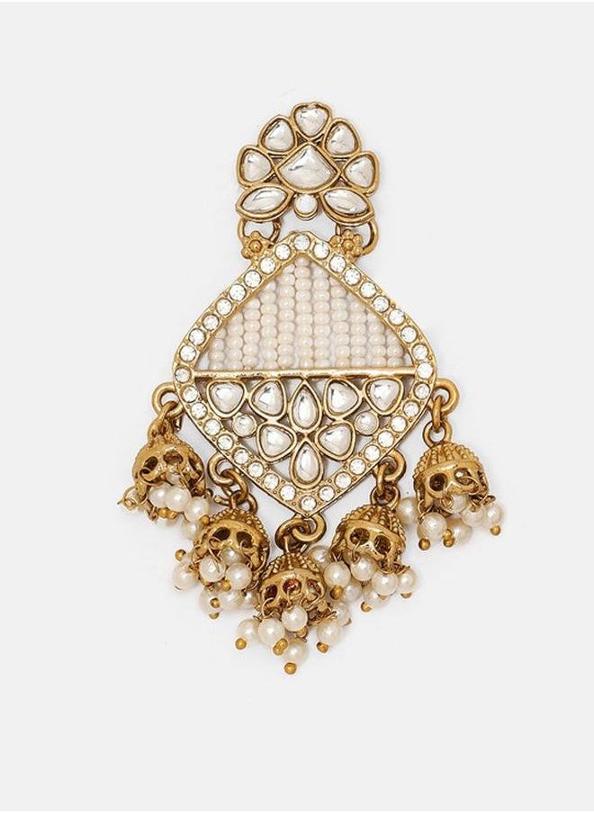 Priyaasi Elegant Women Brass Earrings with pattern and secured with Post and Back closure and styled in ideal for Ethnic moments — a must-have for your statement wardrobe.  - Image 4