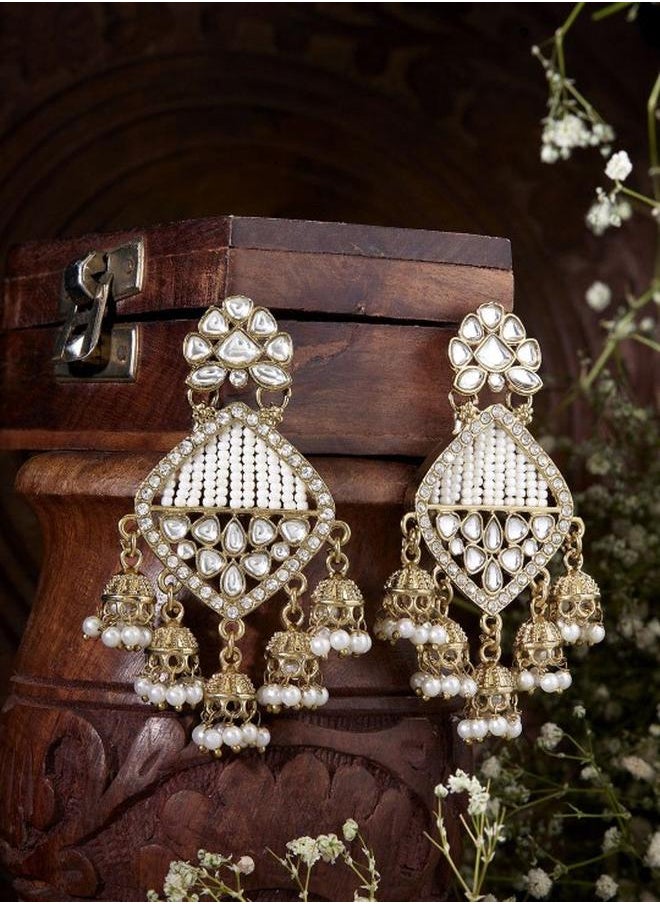 Priyaasi Elegant Women Brass Earrings with pattern and secured with Post and Back closure and styled in ideal for Ethnic moments — a must-have for your statement wardrobe.  - Image 1